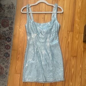 B Darlin Light Blue Sequin Mini Dress